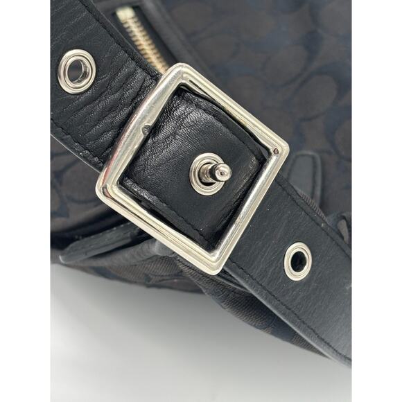 Y2K Vtg Old Coach Legacy Bleecker Duffle Sig Canvas Black Shoulder Bag #25380 - Picture 6 of 9